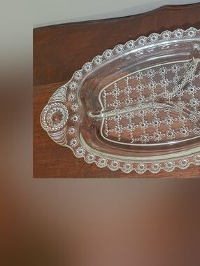 Hazel-Atlas~Jewel~3 Part Relish Dish~Clear Pressed Glass~1950s